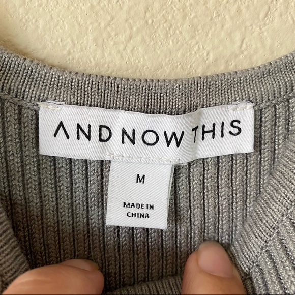 NWOT Grey Rib Sweater Dress, Stretchy & Spaghetti Straps - Picture 3 of 3